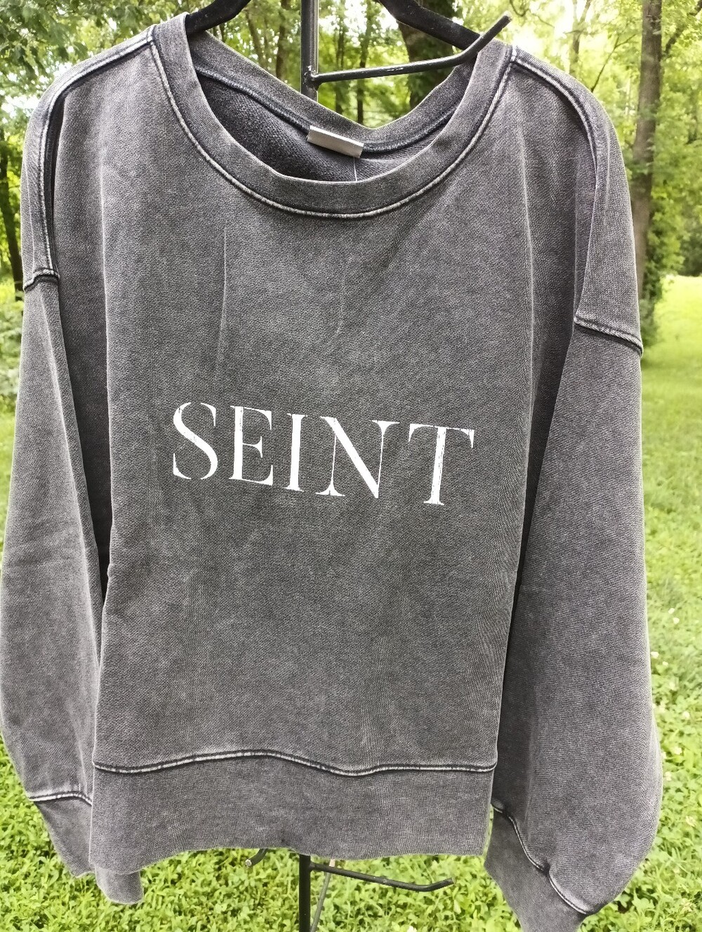 Seint Brand Charcoal Cropped Sweatshirt Size Large
